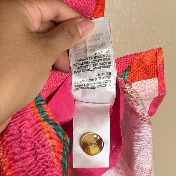 FARM Rio Red Pepper Tropical Linen Mini Dress Sz XS Resortwear Vacation - Picture 9 of 10